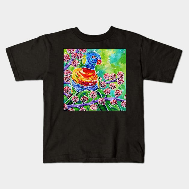Tweety - Rainbow Lorikeet Kids T-Shirt by EveiArt